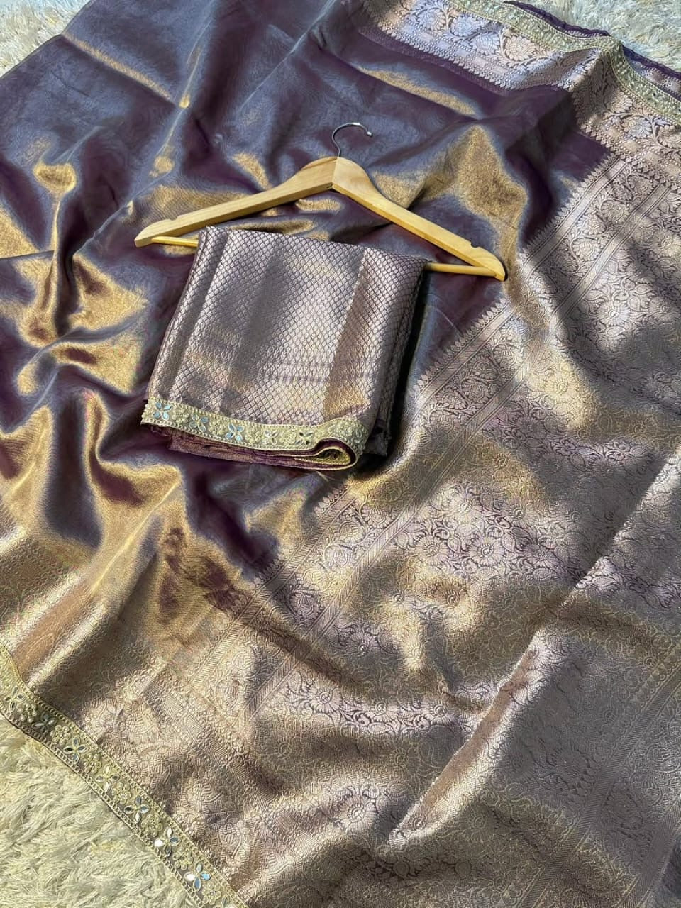 Aaria Purple Tissue Silk Saree