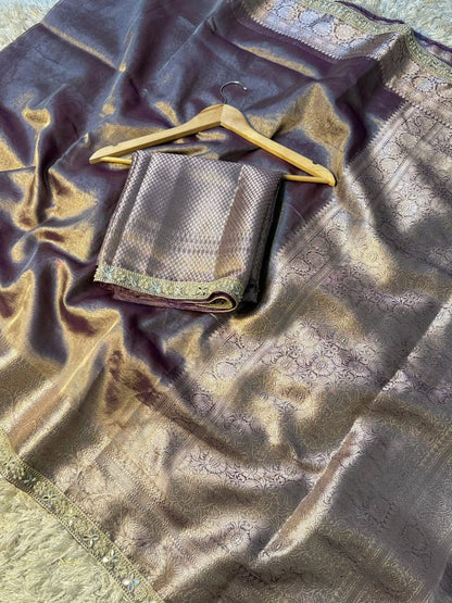 Aaria Purple Tissue Silk Saree