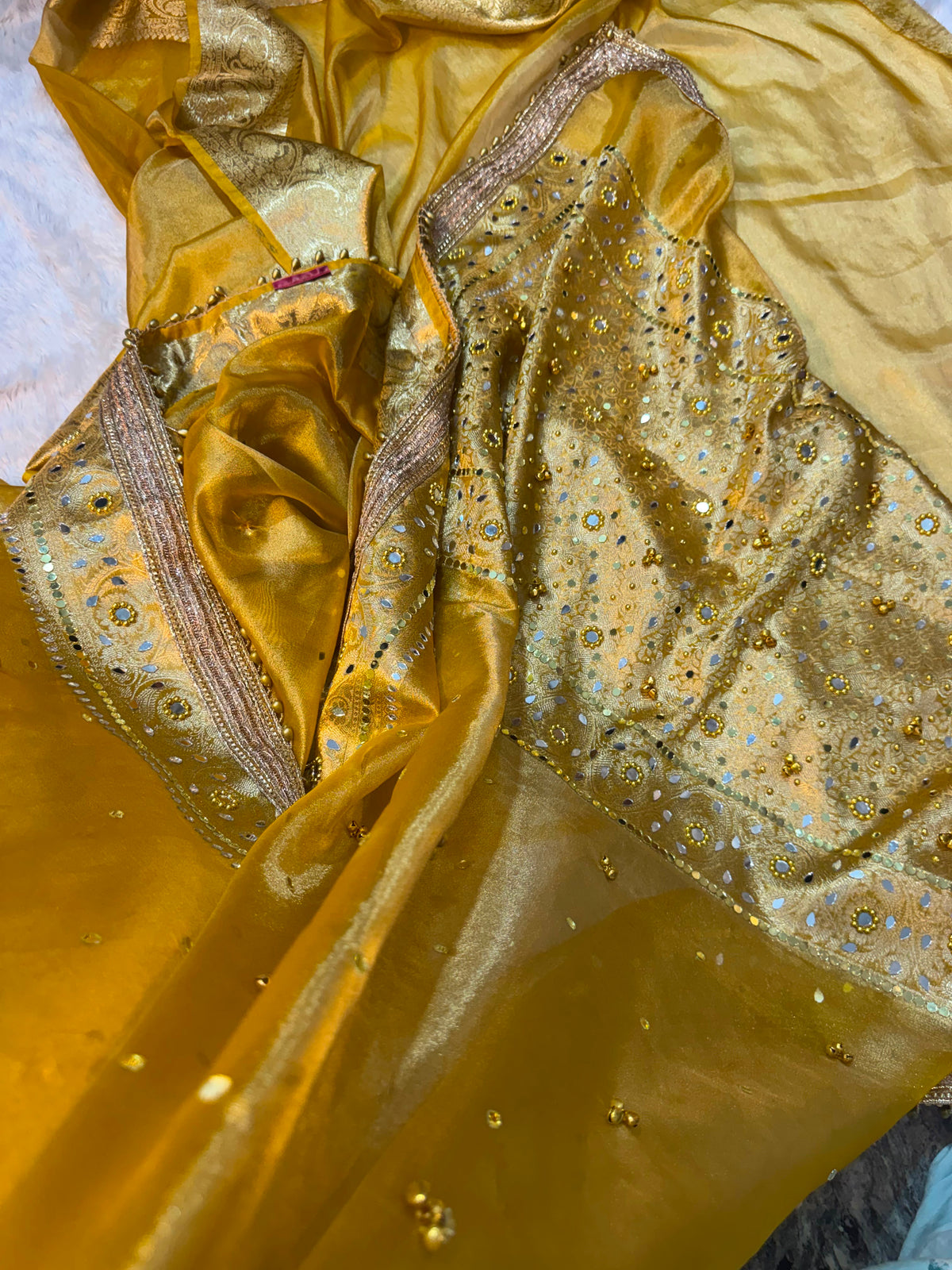 Jhanak Ghungroo Yellow Tissue Silk Saree