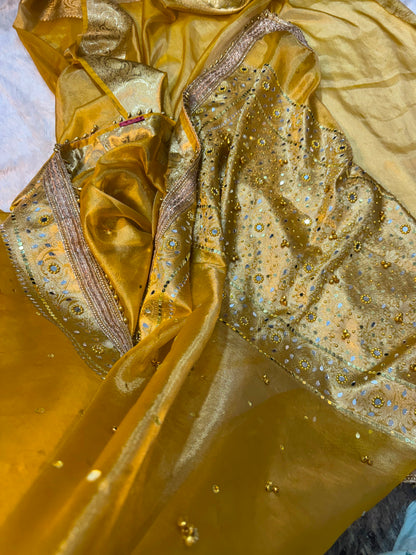 Jhanak Ghungroo Yellow Tissue Silk Saree