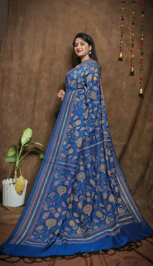 Prakriti Indigo Blue Khadi Cotton Saree