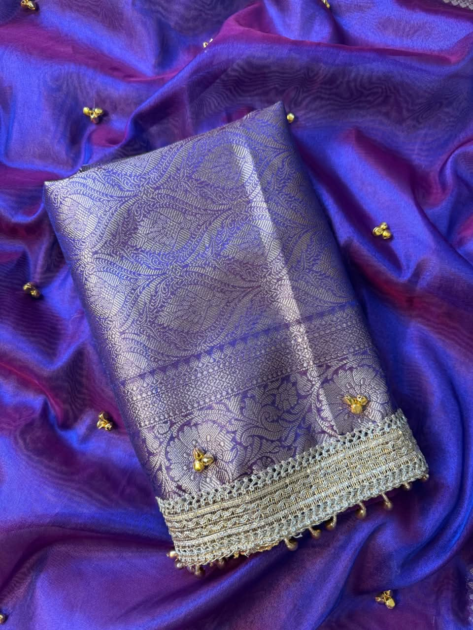 Kaya Ghungroo Violet Tissue Silk Saree