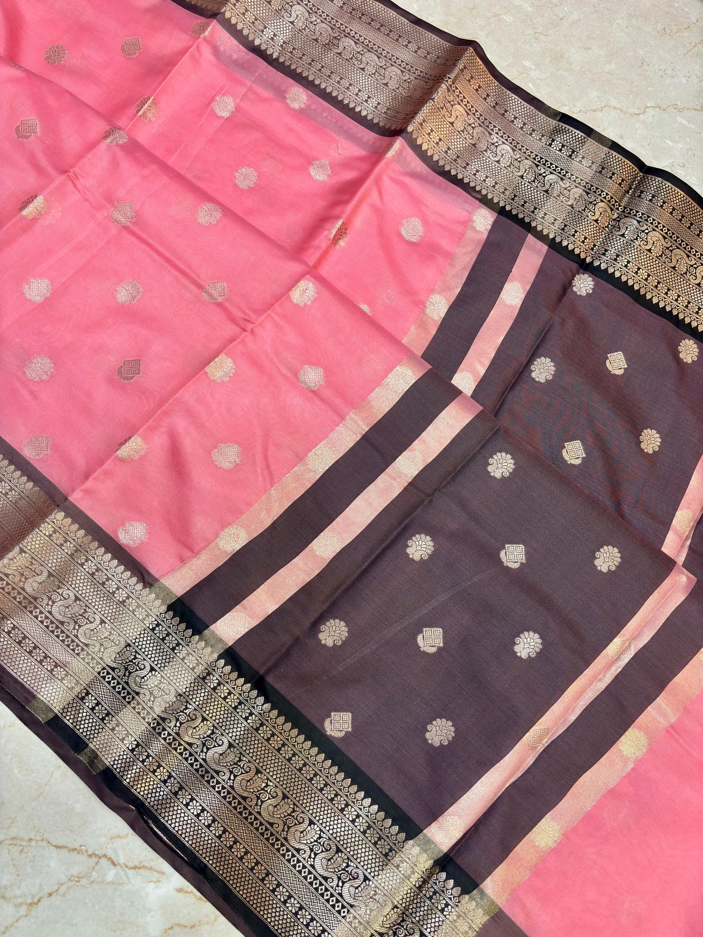 Janaki Blush Pink Semi Katan Silk Saree