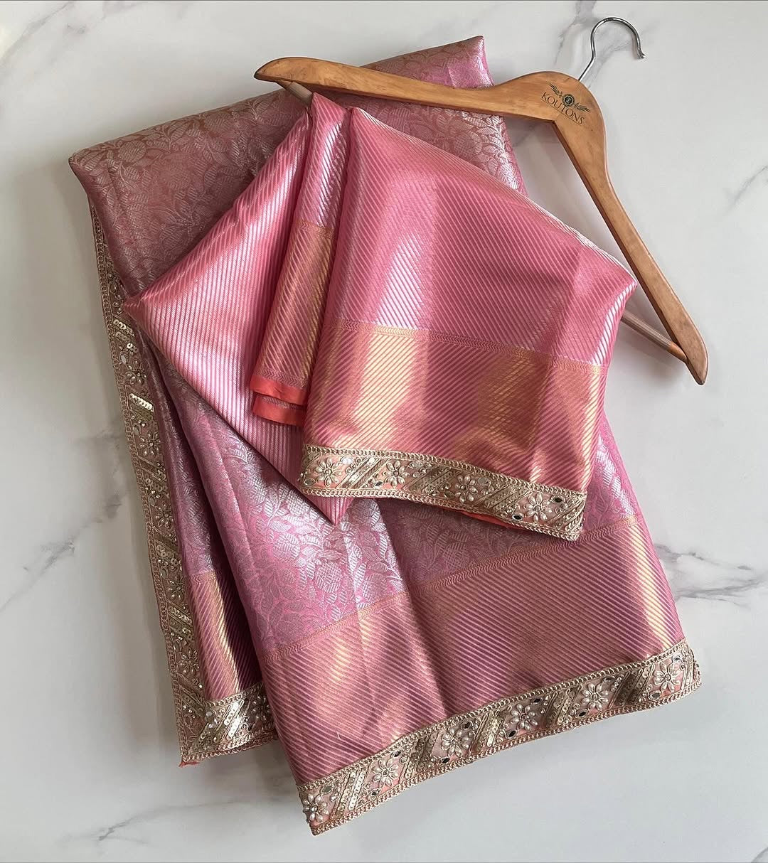 Roselle Blush Pink Banarasi Soft Kanchipuram Silk Saree