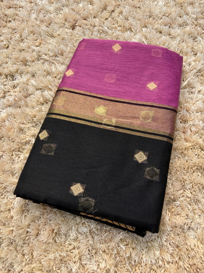 Yamini Pink & Black Gadwal Silk Saree