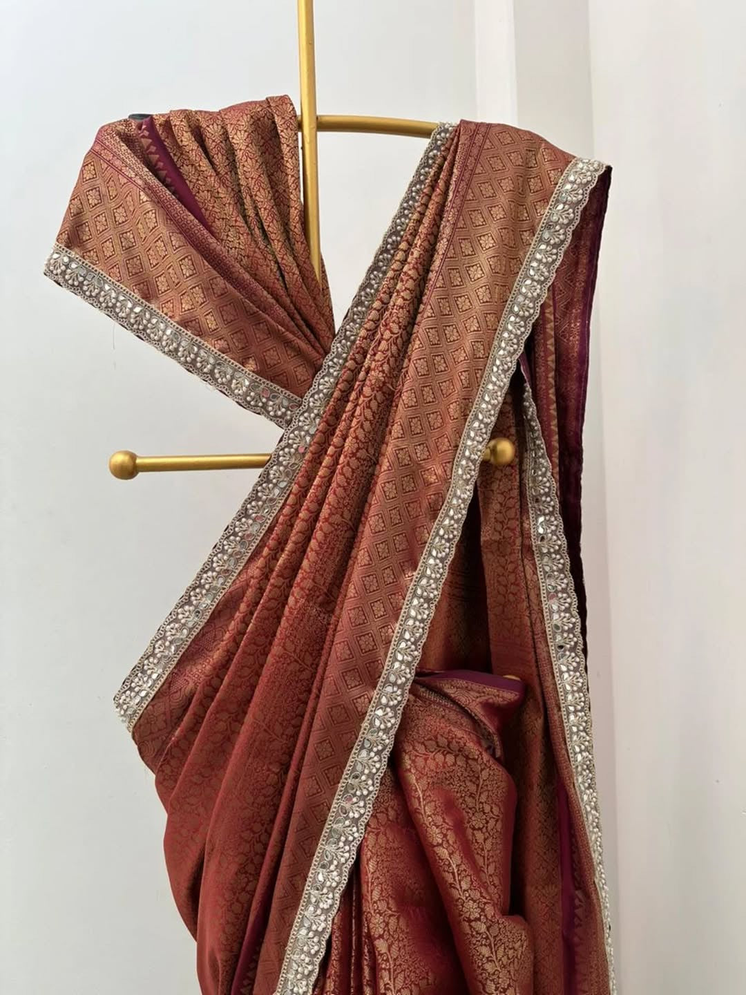 Tamira Copper Banarasi Soft Tissue Silk Saree