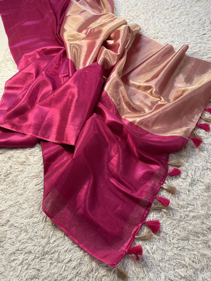 Myra Pink Chanderi Tissue Silk Saree