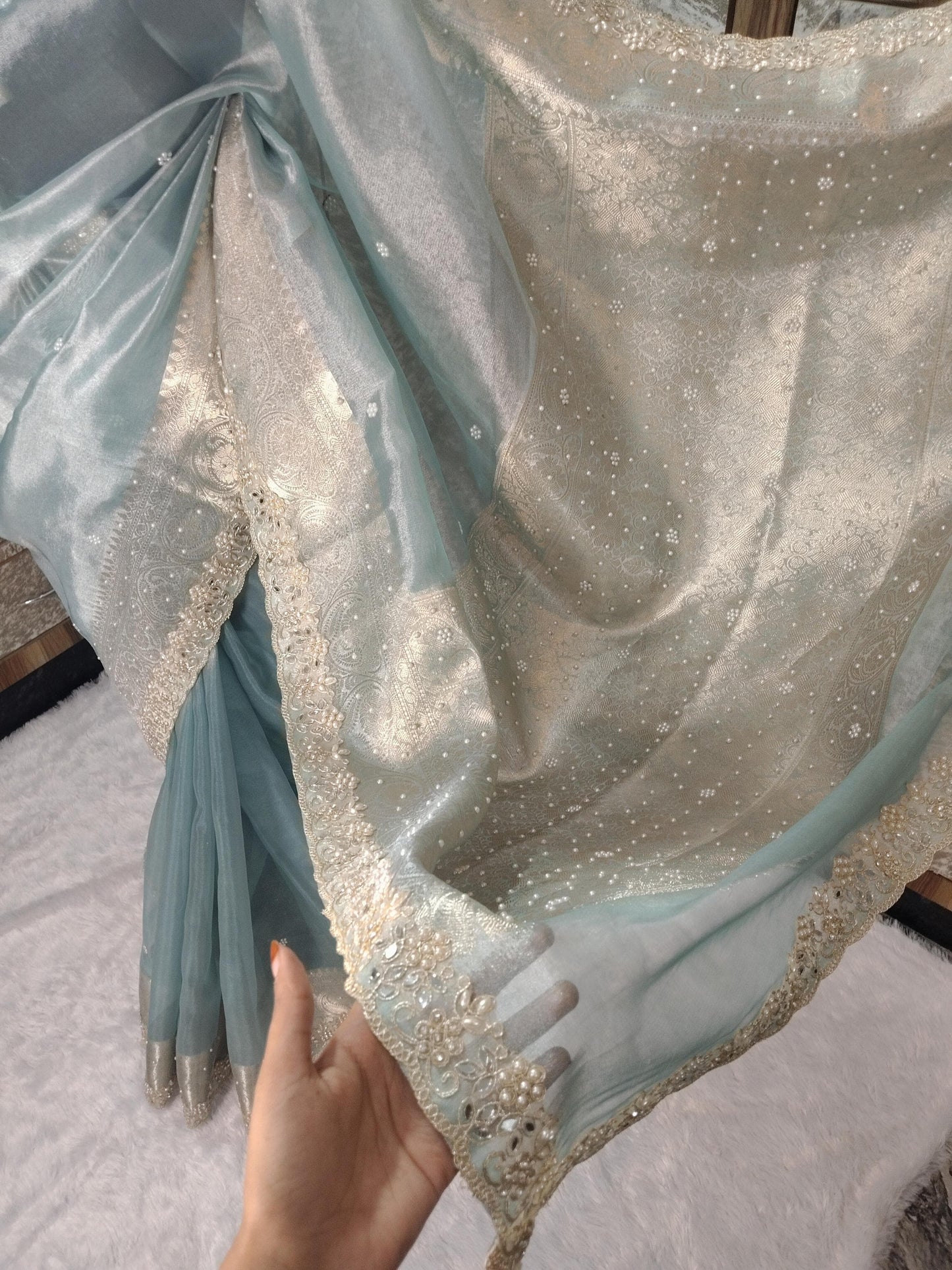 Nora Blue Tissue Silk Saree