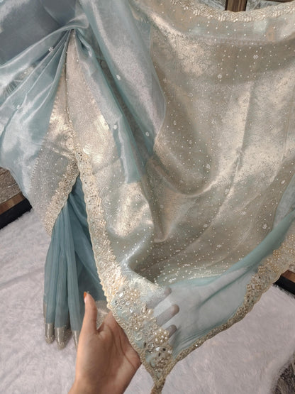 Nora Blue Tissue Silk Saree
