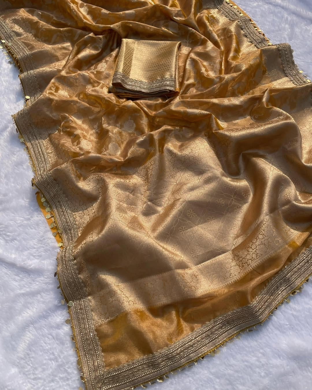 Meera Yellow Tissue Silk Saree