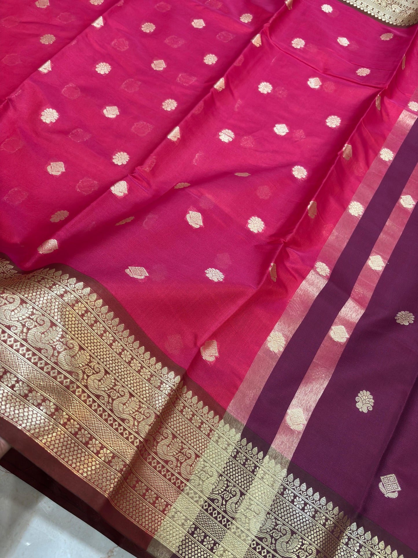 Janaki Ruby Pink Semi Katan Silk Saree