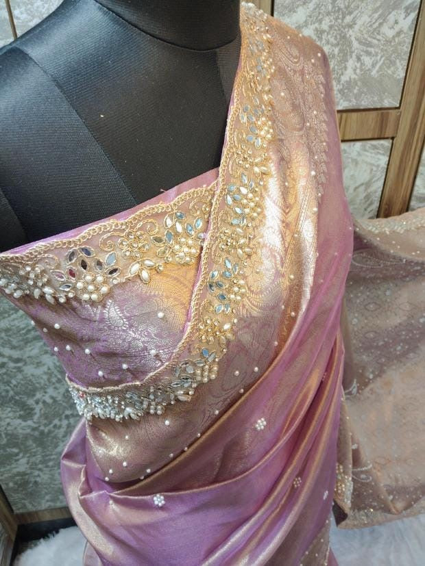 Fariha Pink Tissue Silk Saree
