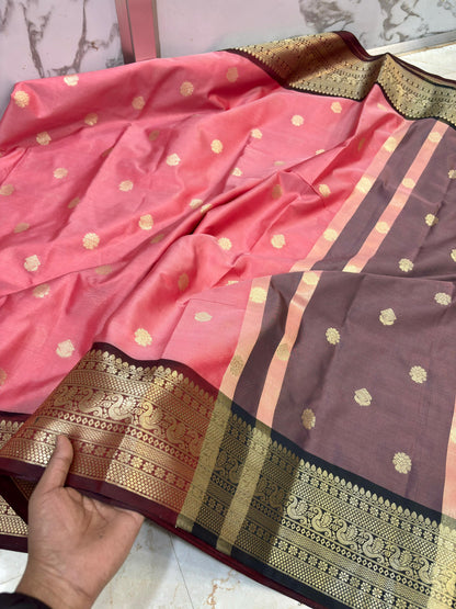 Janaki Blush Pink Semi Katan Silk Saree