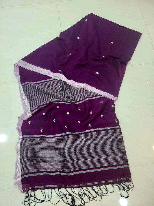 Prema Plum Pure Cotton Saree