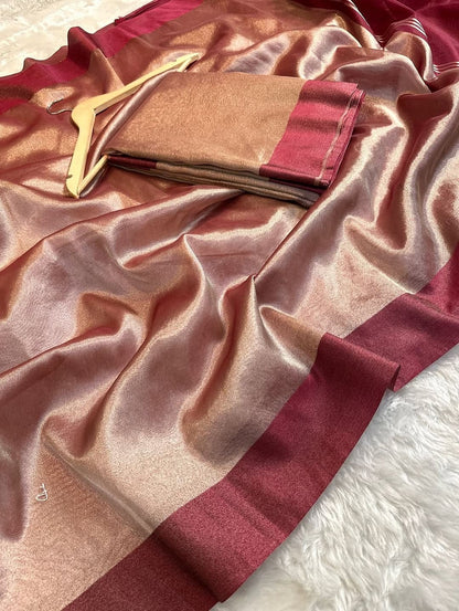 Zivaa Glass Tissue Silk Saree