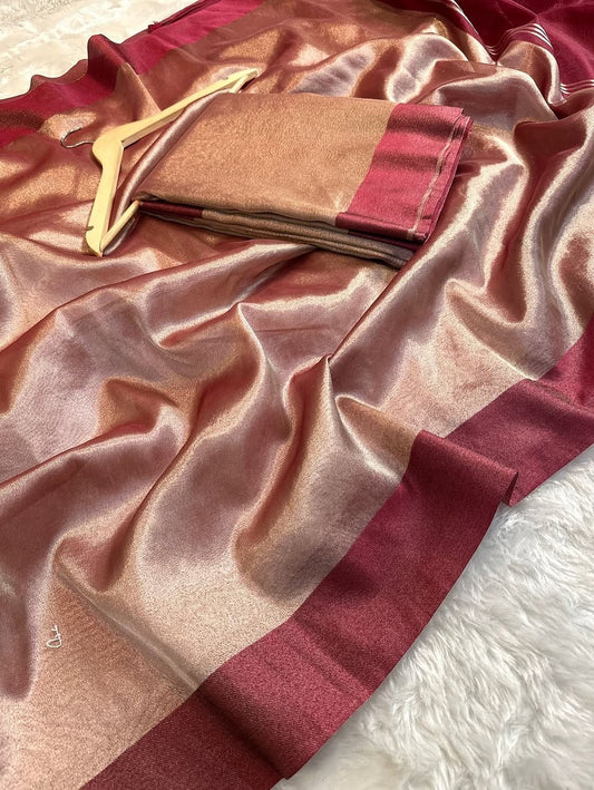 Zivaa Glass Tissue Silk Saree