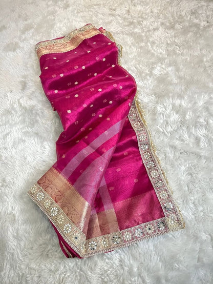 Suhani Pink Red Tissue Silk Saree