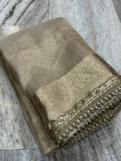 Charvi Ivory Tissue Silk Saree