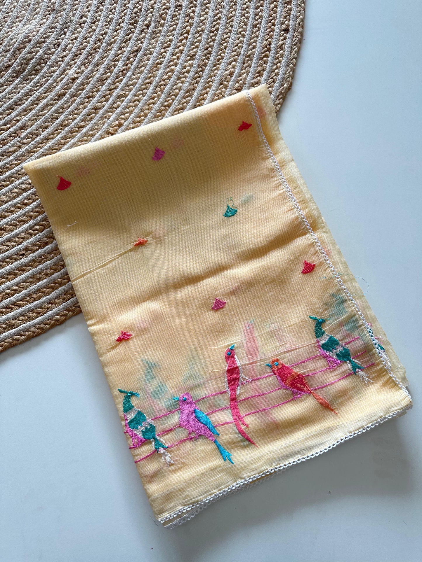 Tia Buttercream Yellow Premium Doriya Saree