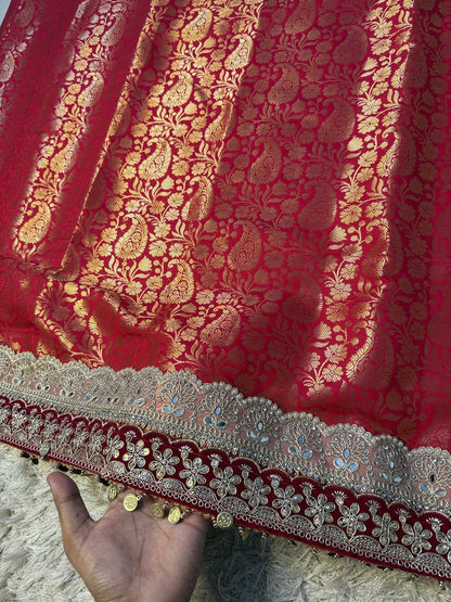 Zohra Crimson Red Banarasi Katan Silk Saree