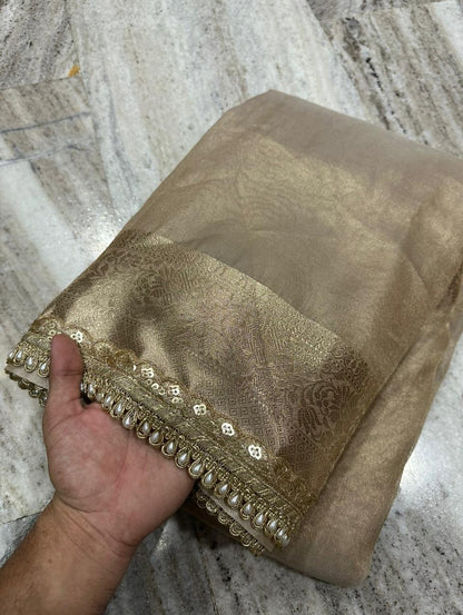 Charvi Ivory Tissue Silk Saree