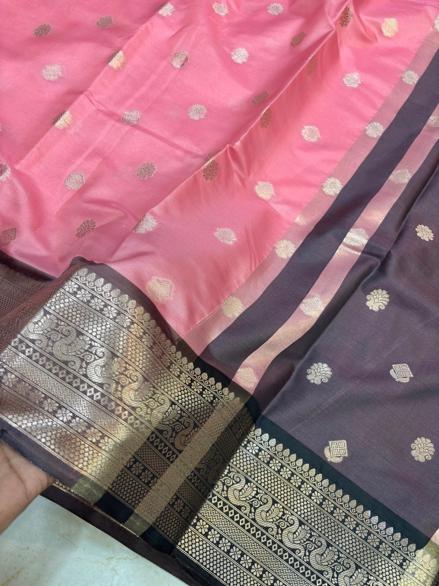 Janaki Blush Pink Semi Katan Silk Saree