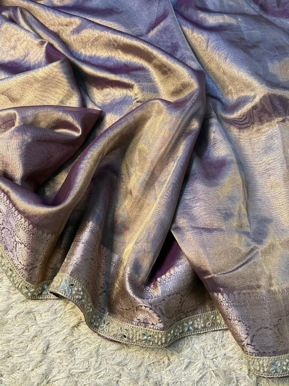 Aaria Purple Tissue Silk Saree