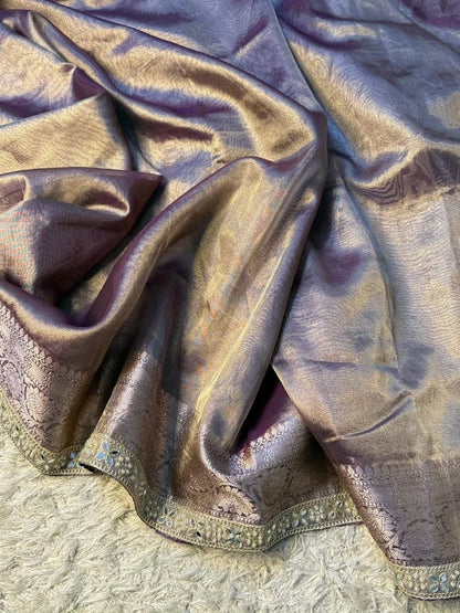 Aaria Purple Tissue Silk Saree