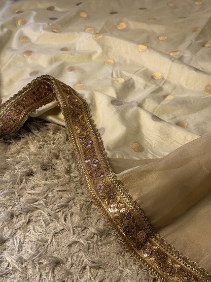 Devina Cream Banarasi Soft Mango Katan Silk Saree