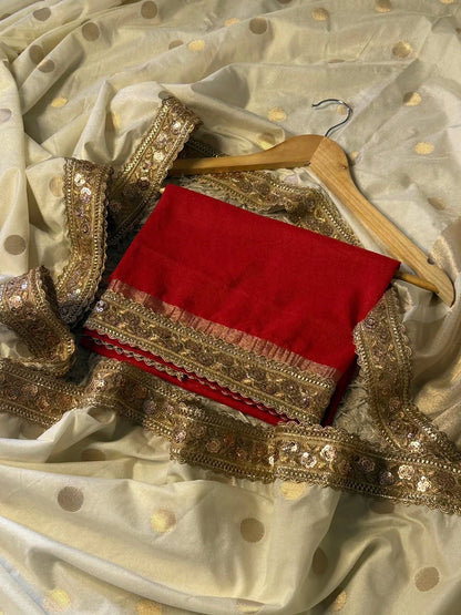 Devina Cream Banarasi Soft Mango Katan Silk Saree