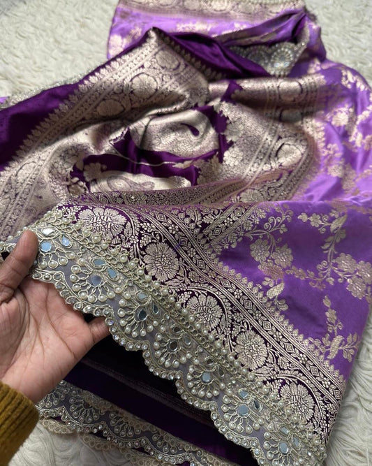 Aadhira Lavender Soft Mashru Katan Silk Saree