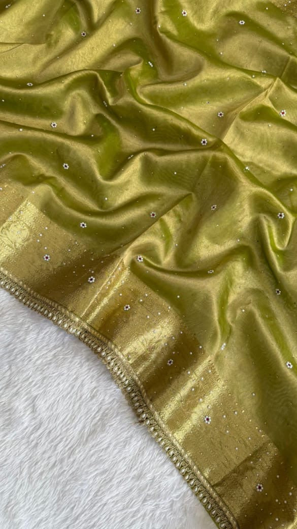 Aafreen Olive Tissue Silk Saree