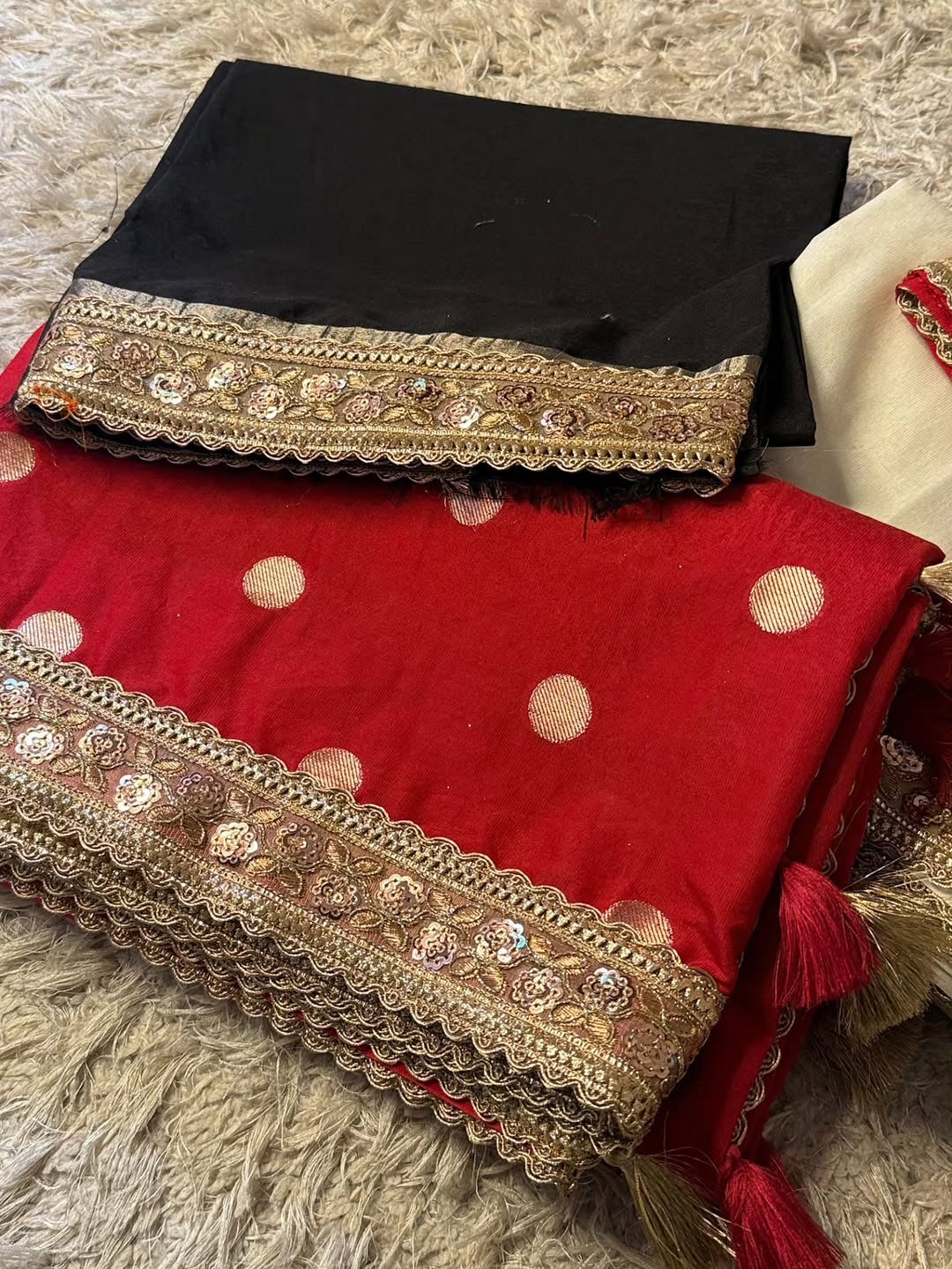 Devina Red Banarasi Soft Mango Katan Silk Saree