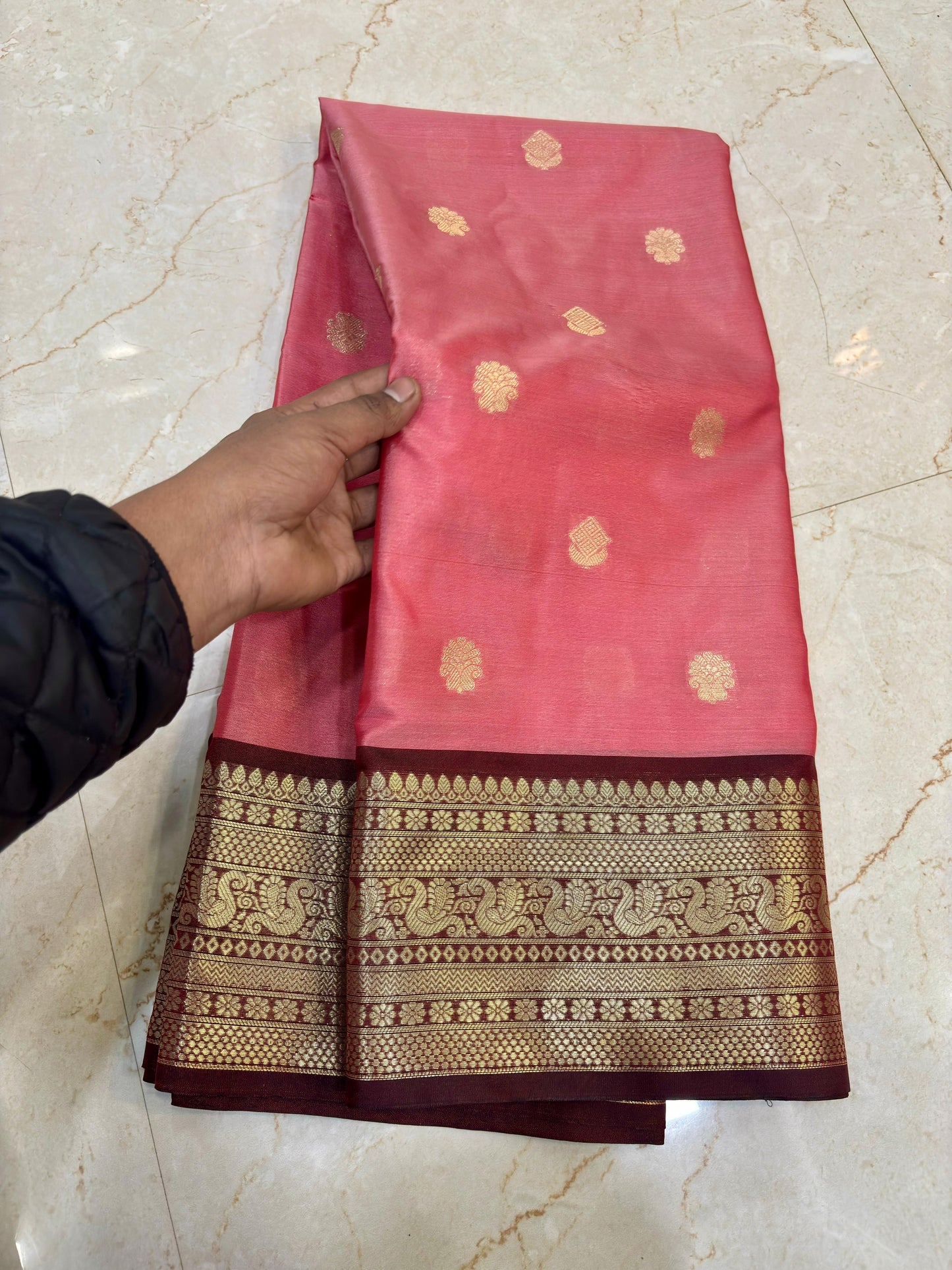 Janaki Blush Pink Semi Katan Silk Saree