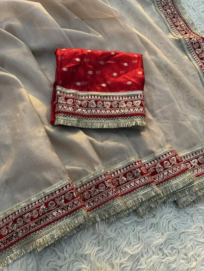 Riva Beige Tissue Silk Saree