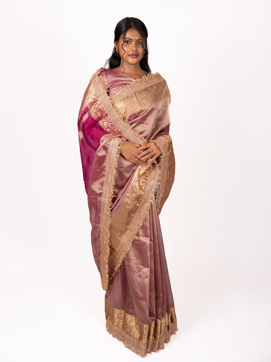 Noor Wine Tissue Silk Saree