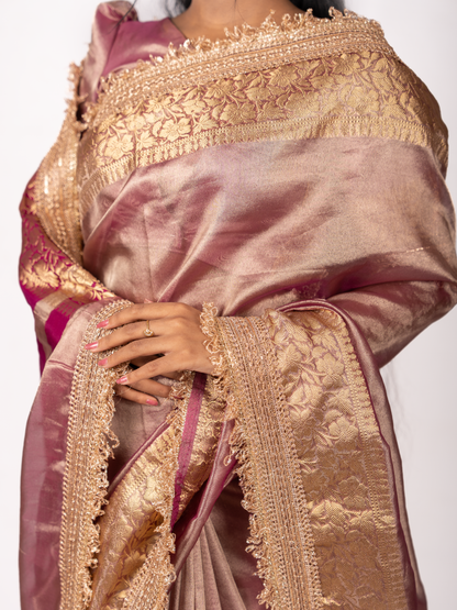 Noor Wine Tissue Silk Saree