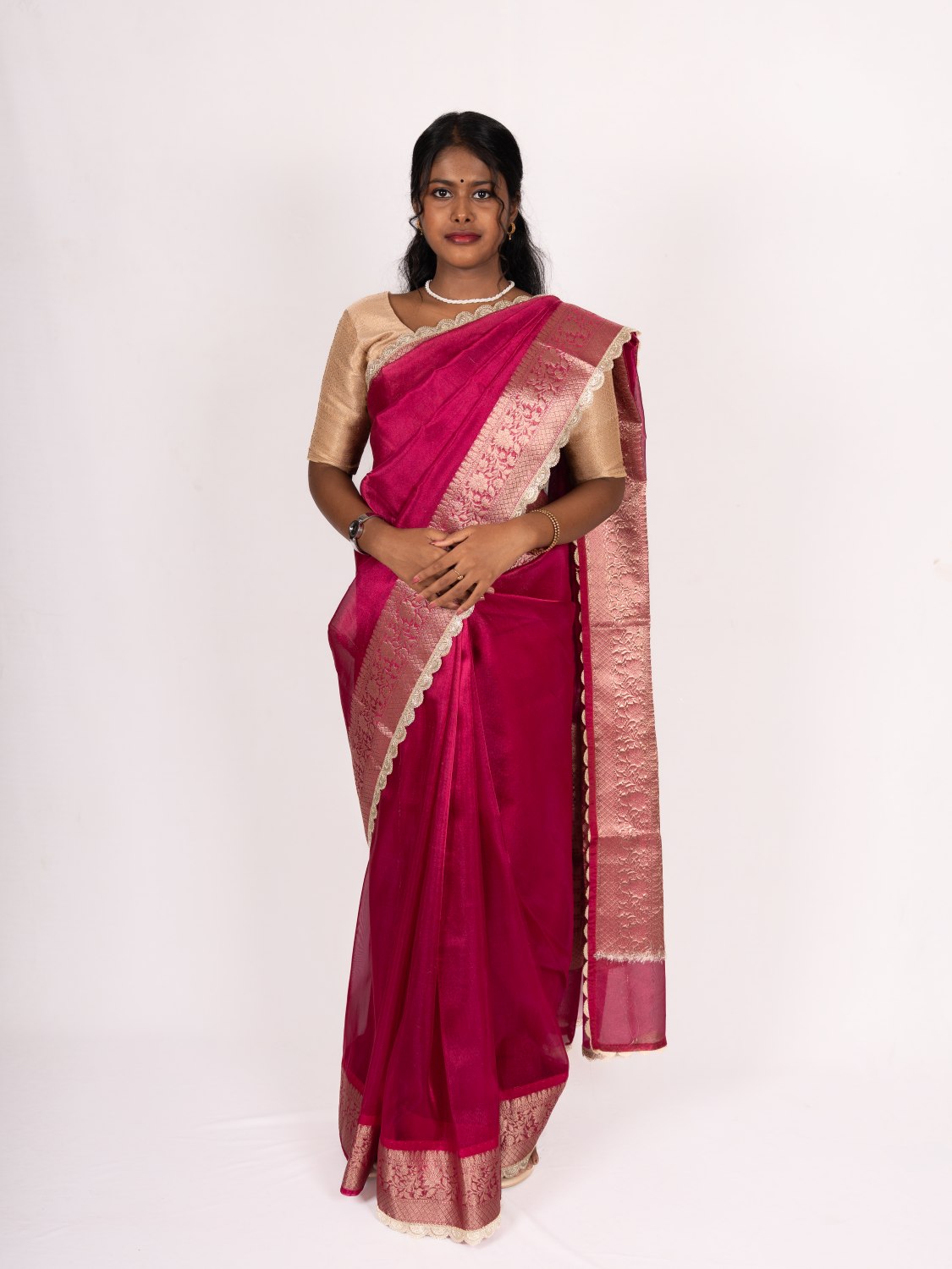 Tejore Magenta Tissue Silk Saree