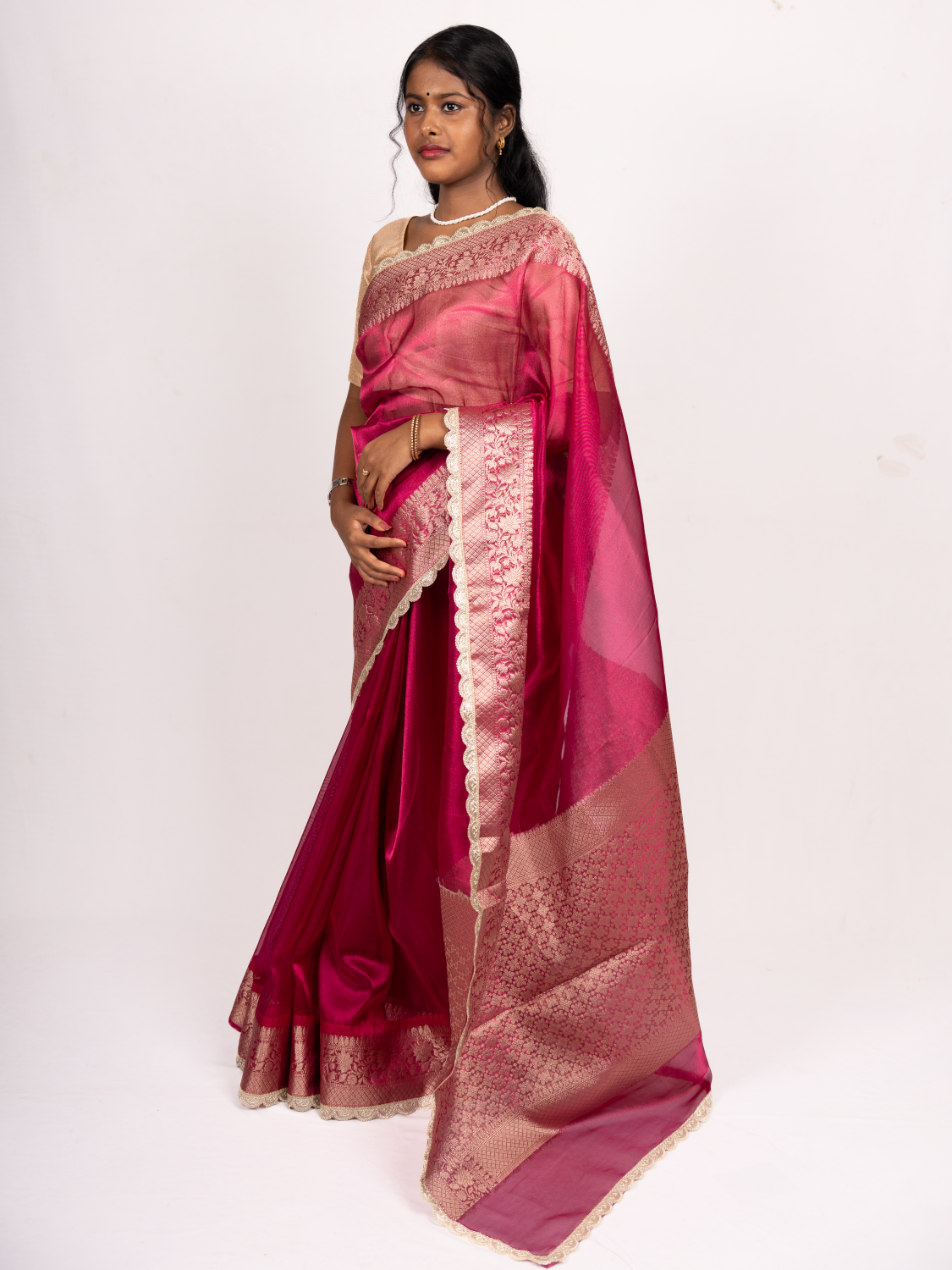 Tejore Magenta Tissue Silk Saree