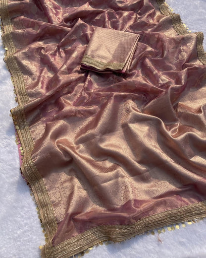 Meera Blush Pink Tissue Silk Saree