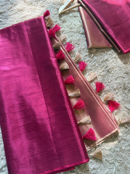 Myra Pink Chanderi Tissue Silk Saree