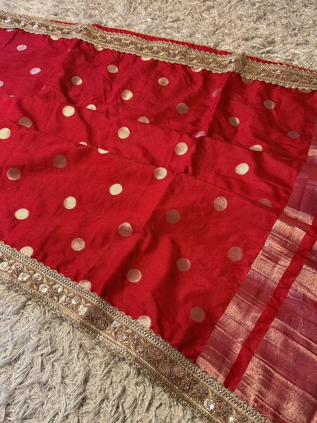 Devina Red Banarasi Soft Mango Katan Silk Saree