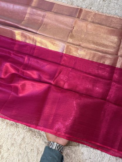 Myra Pink Chanderi Tissue Silk Saree