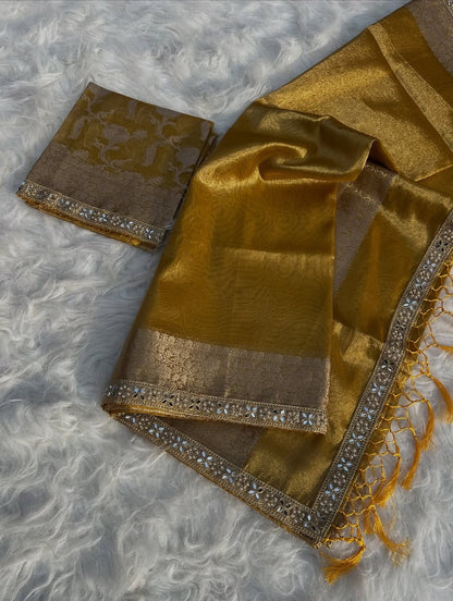 Inara Yellow Soft Tissue Silk Saree