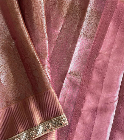 Roselle Blush Pink Banarasi Soft Kanchipuram Silk Saree