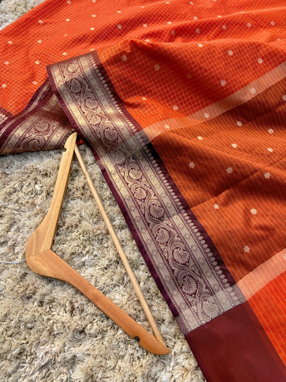 Sharada Orange Semi Gadwal Silk Saree