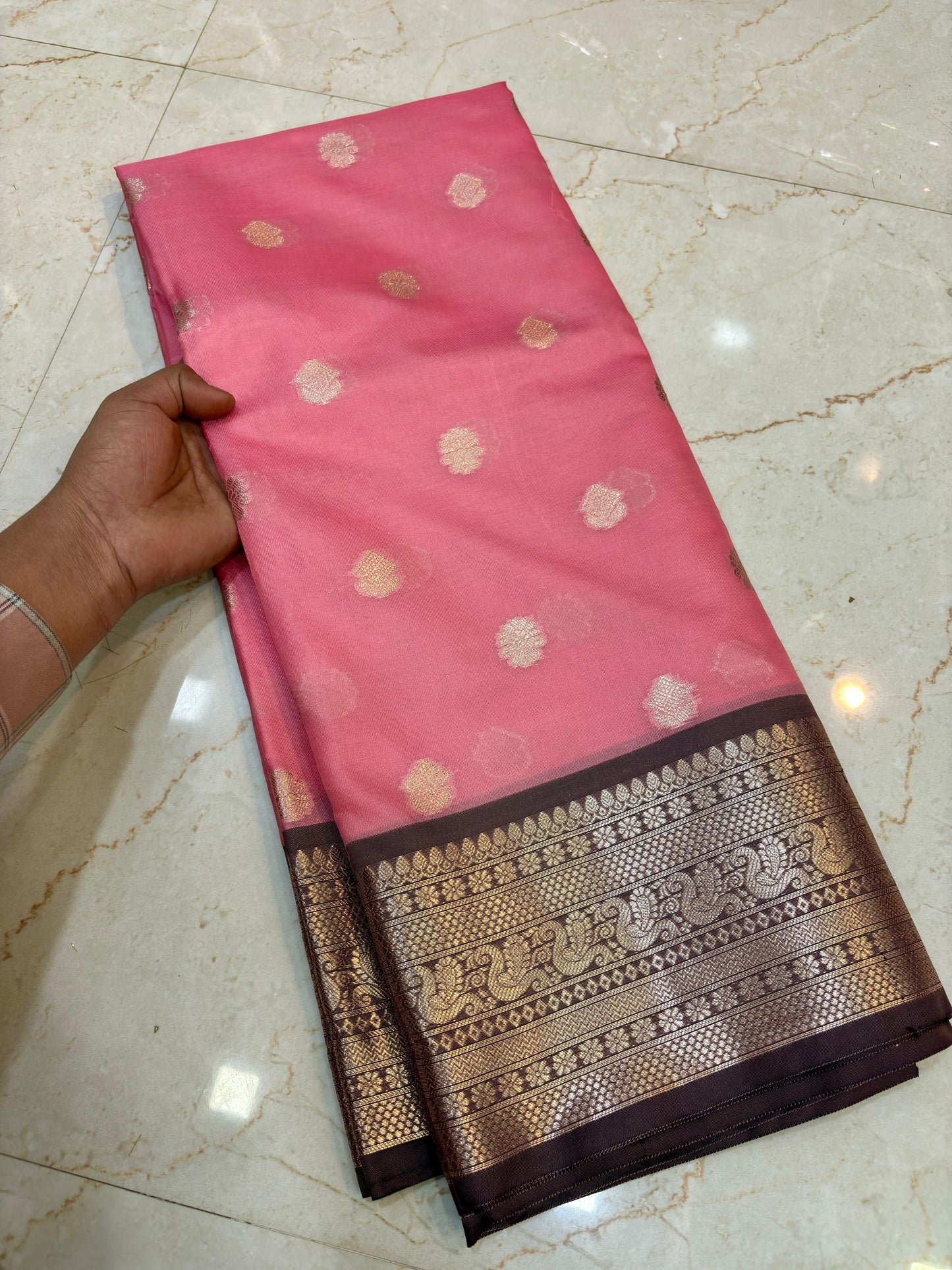 Janaki Blush Pink Semi Katan Silk Saree