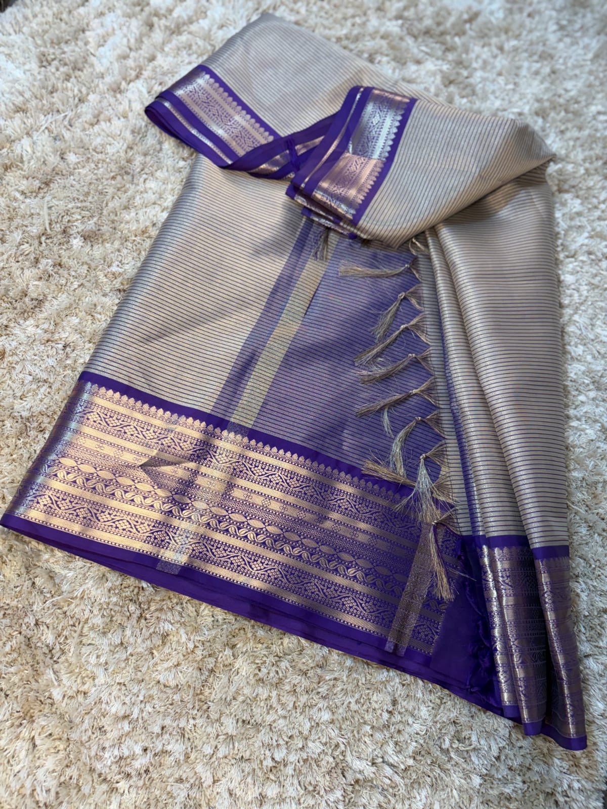 Vamika Royal Purple Mull Tissue Silk Saree