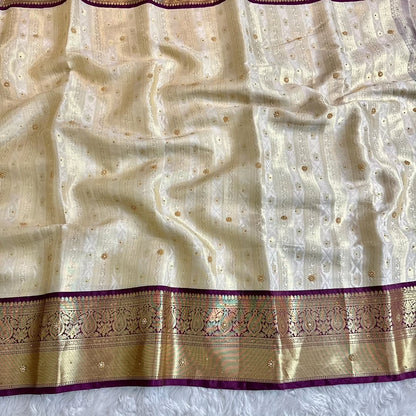 Sarika Ivory Cream Soft Kanchi Silk Saree