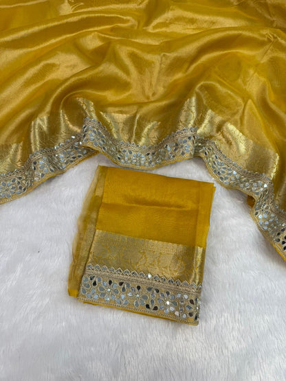 Noori Yellow Tissue Silk Saree